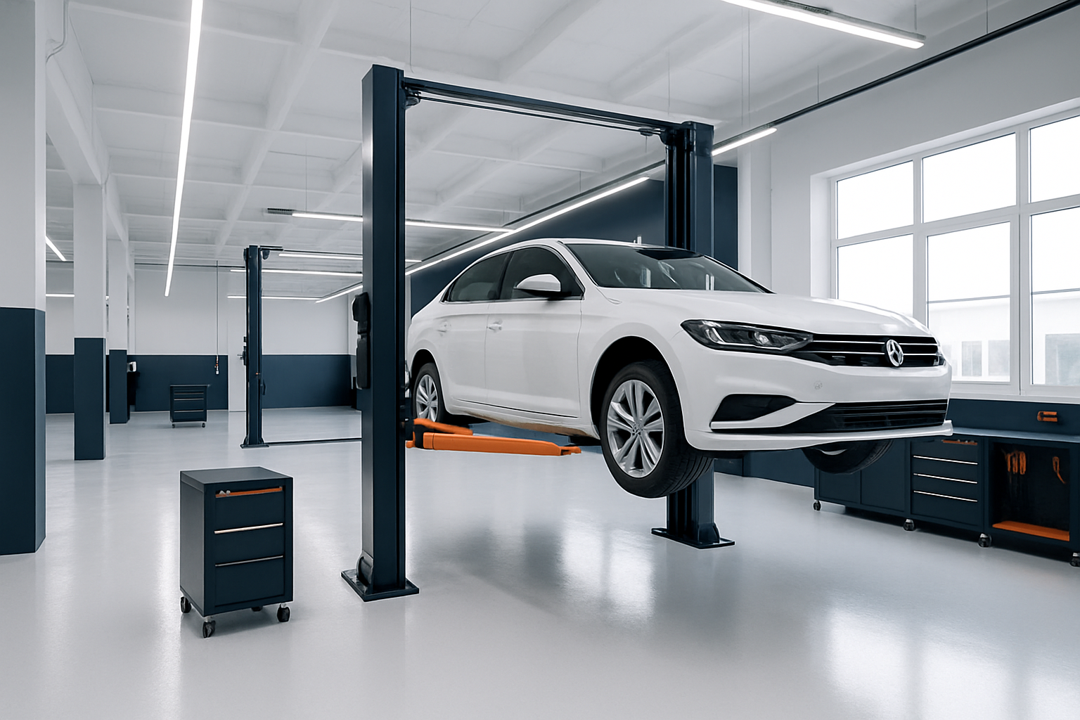 Modern ve temiz oto servis alani